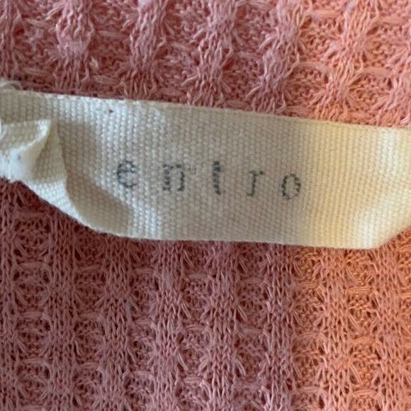 Entro Blouse Womens L Short Sleeve Waffle Knit Ruffled Hem Casual Feminine Boho - Picture 8 of 9